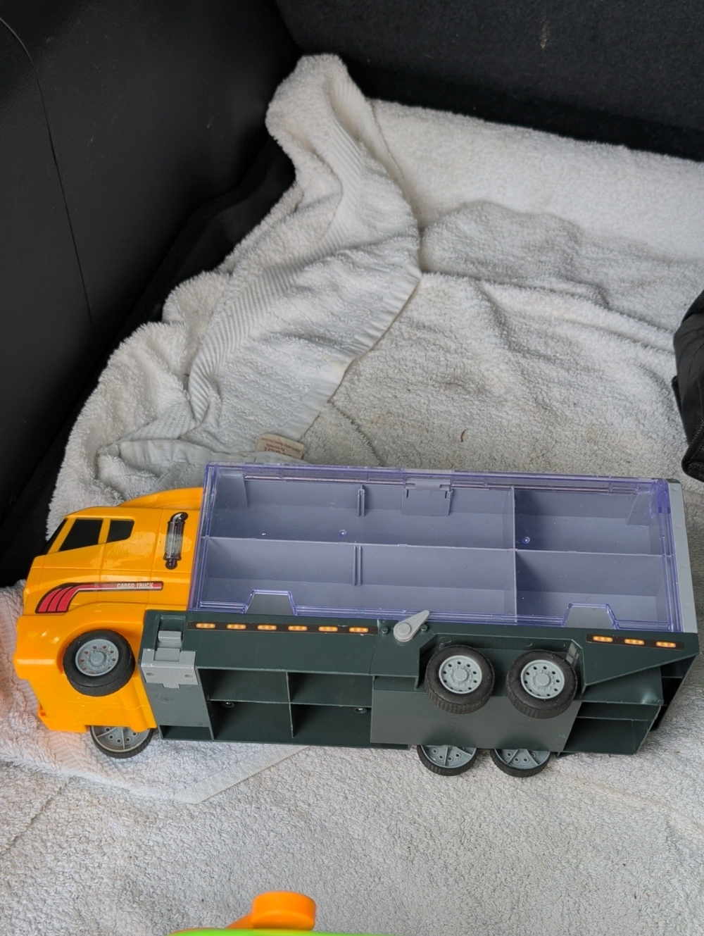 Yellow Kids Toy Hauler Truck with Clear Cargo Bed
